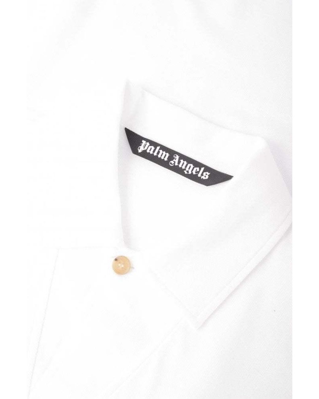 Palm Angels White Sartorial Tape Logo Detailed Polo Shirt for men