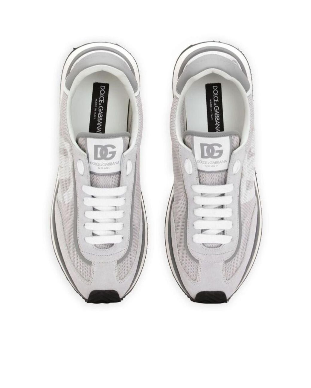 Dolce & Gabbana White Logo Patch Lace-Up Sneakers for men