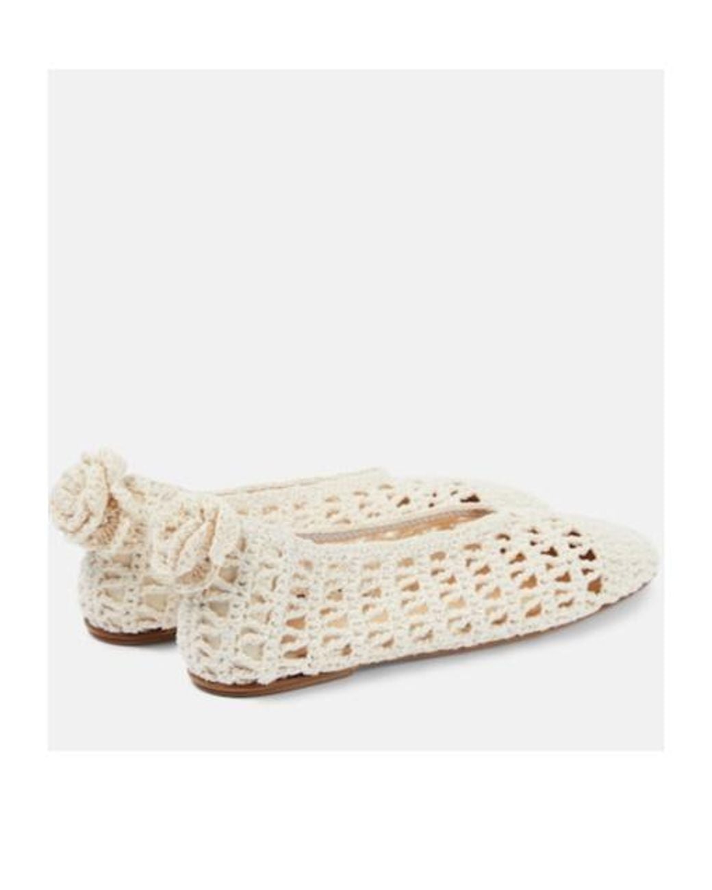 Magda Butrym White Floral-Appliqué Crochet Ballet Flats