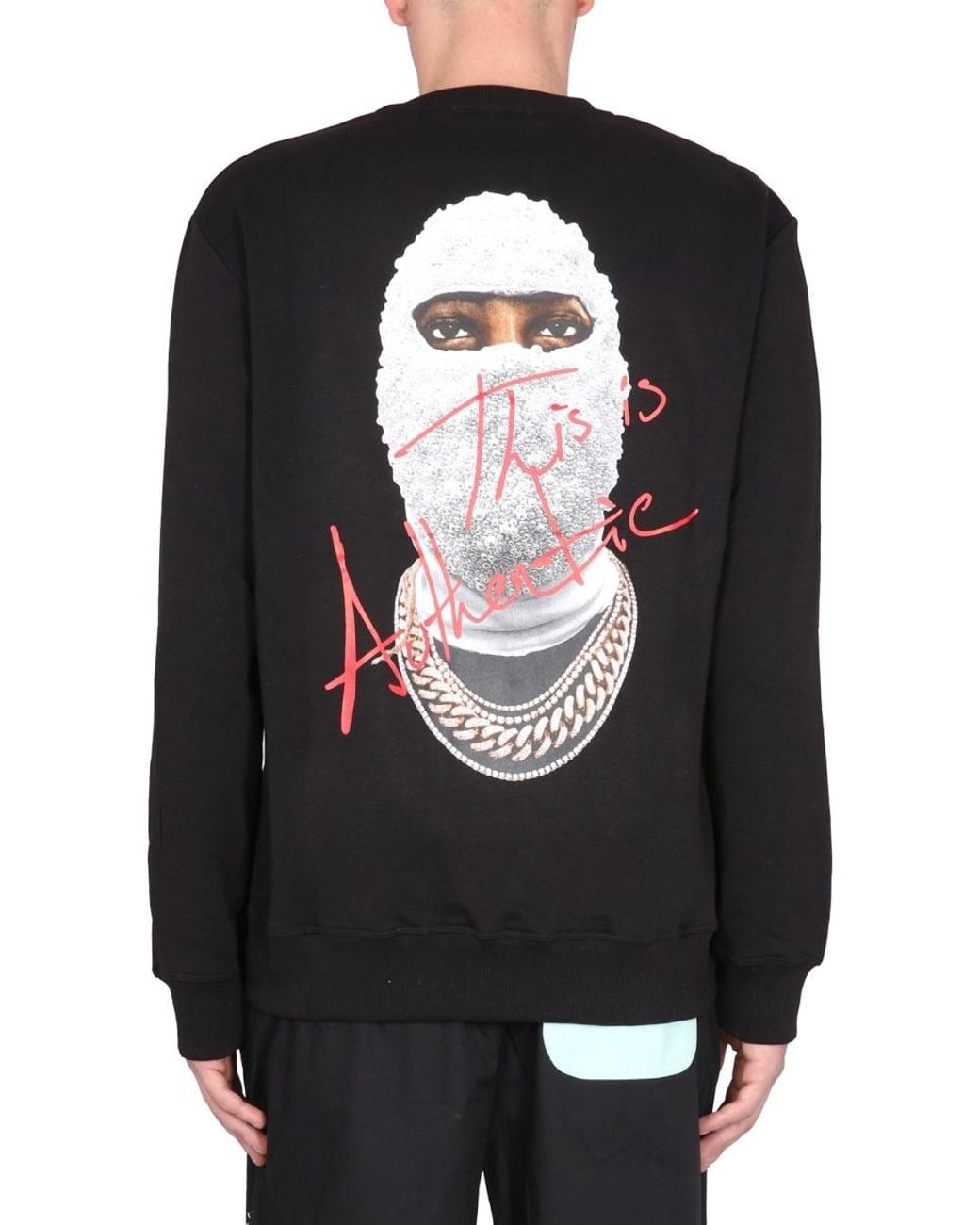 Ih Nom Uh Nit Black Mask-Printed Long-Sleeved Crewneck Sweatshirt for men