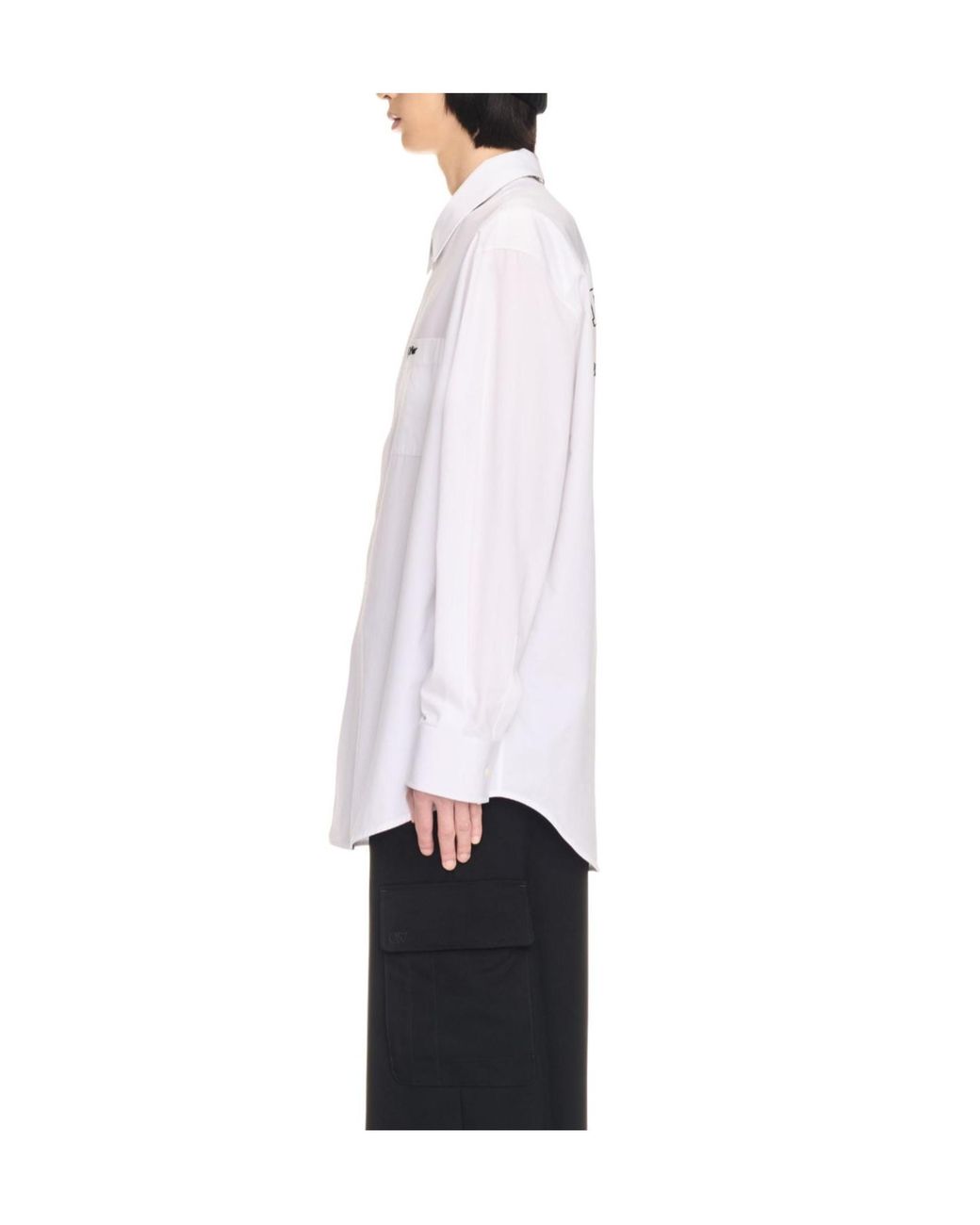 Off-White c/o Virgil Abloh White Logo Embroidered Long-Sleeved Shirt for men