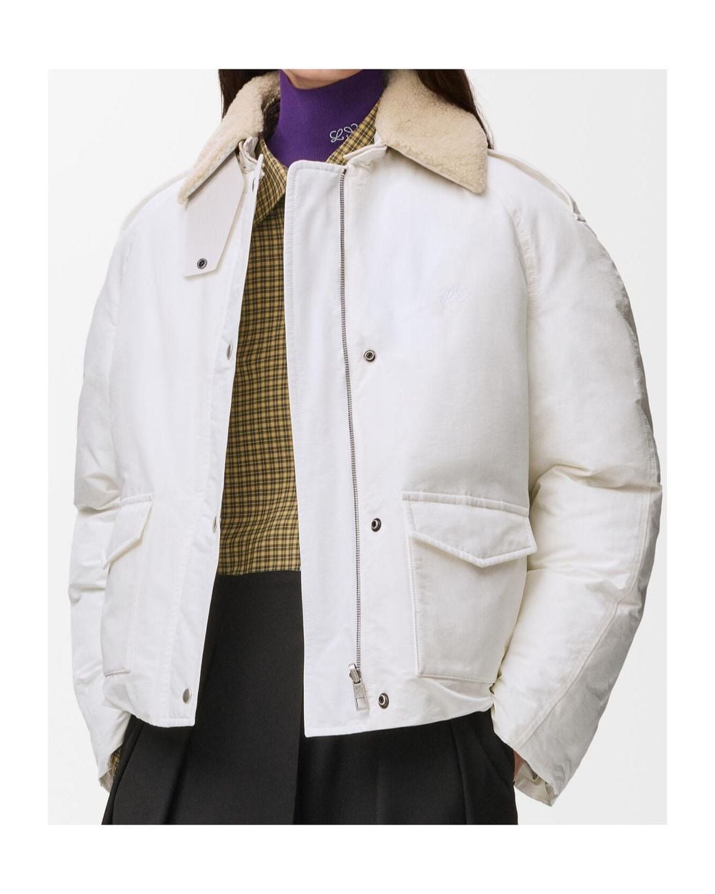 Loewe White Long-Sleeved Padded Jacket