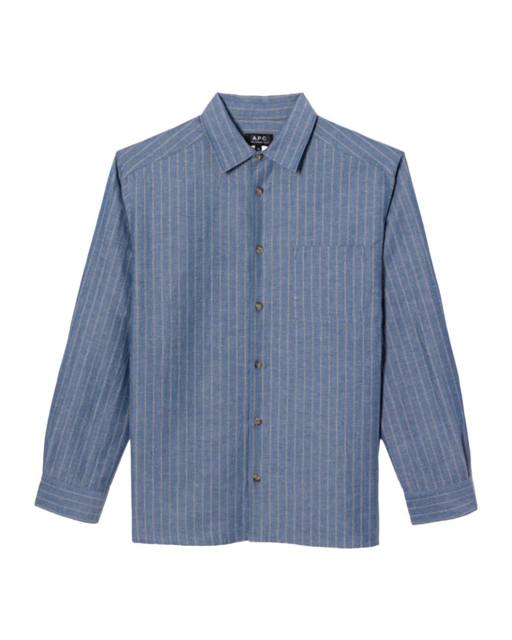 A.P.C. Blue Malo Striped Shirt for men