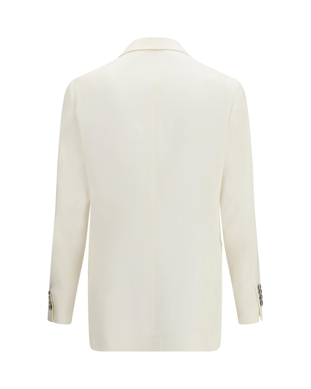 Brunello Cucinelli White Single-Breasted Linen Blazer for men