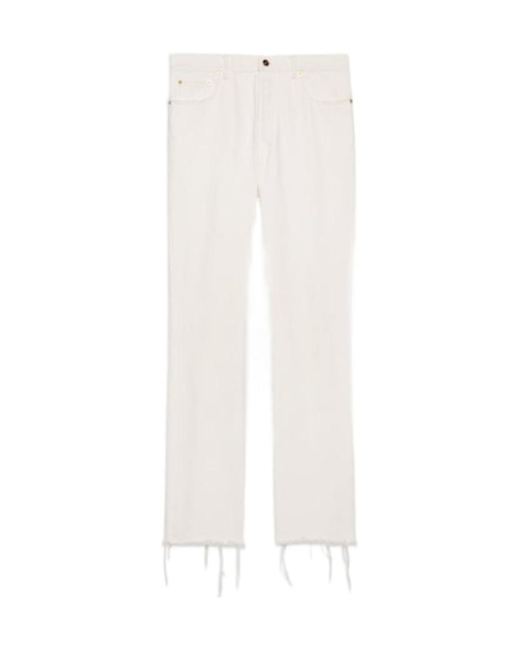 Gucci White Raw Cut Hem Denim Jeans for men