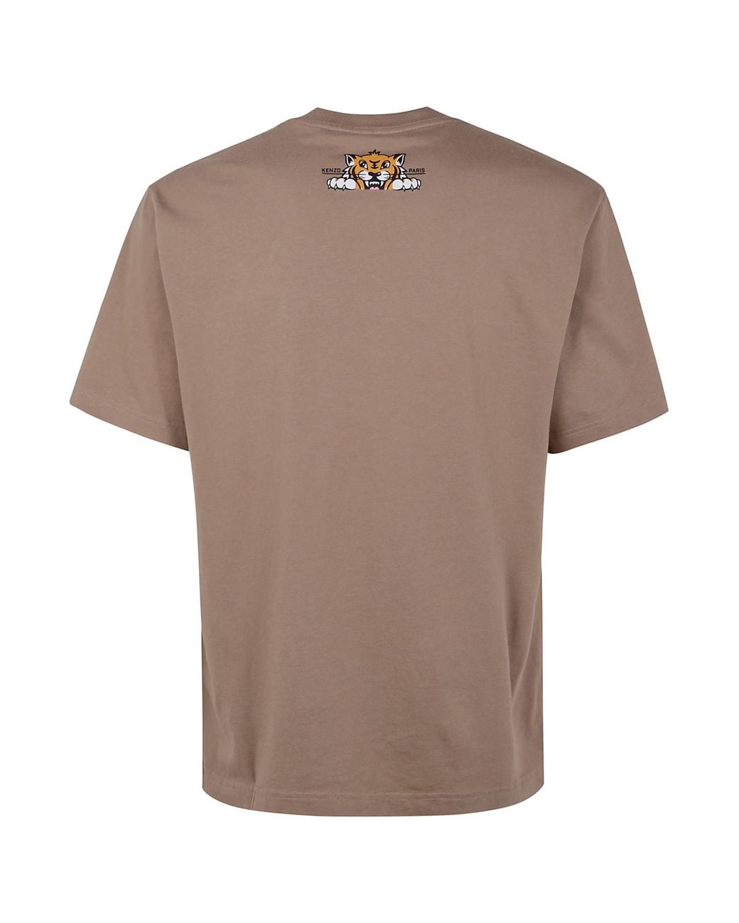 KENZO Gray Happy Tiger Crewneck T-Shirt for men