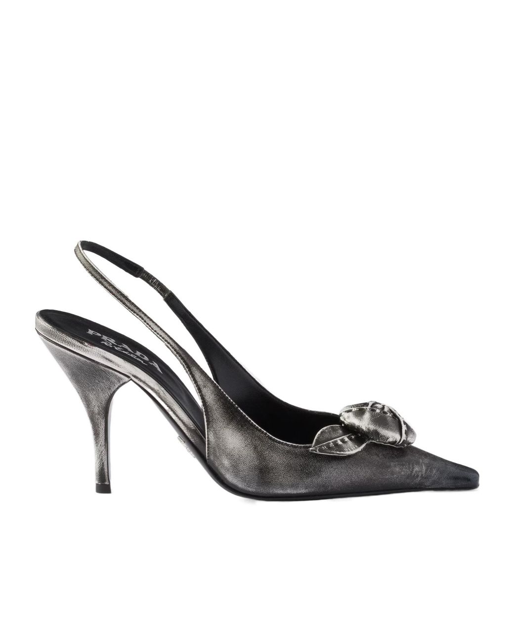 Prada Metallic Bow Slingback Heeled Pumps