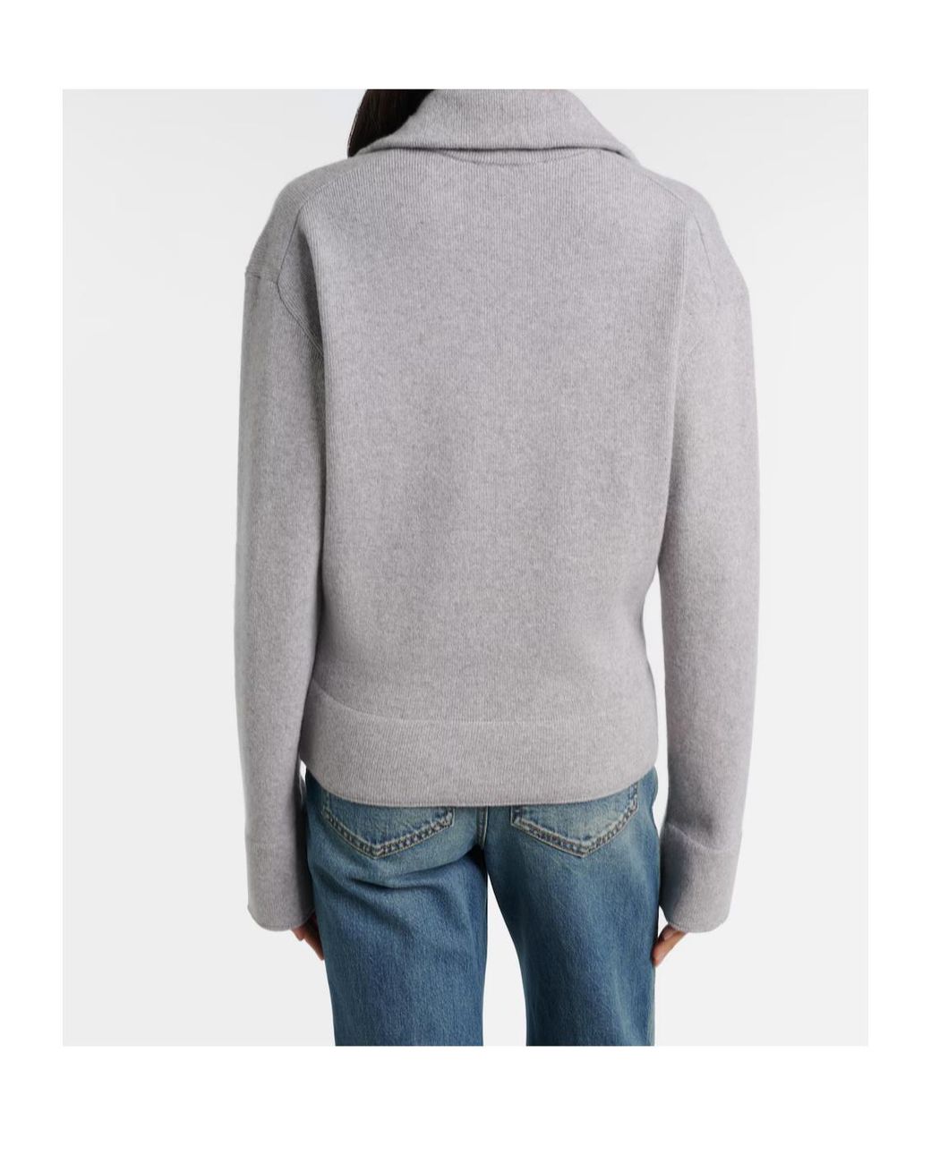 Victoria Beckham Gray Wool And Cashmere Half-Zip Sweater