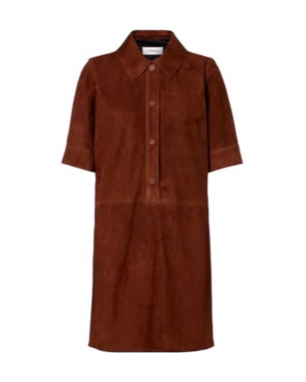 Yves Salomon Brown Suede Polo Dress