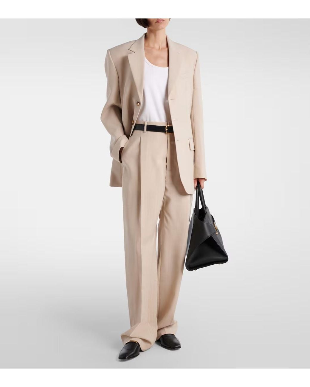 Wardrobe NYC Natural Mid-Rise Straight-Leg Casual Pants