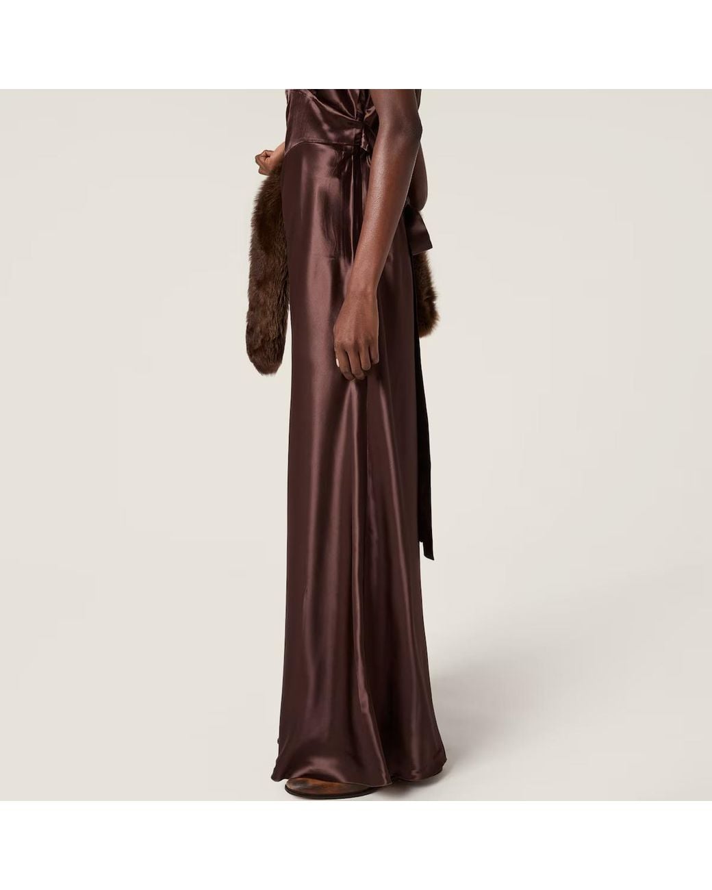 Miu Miu Brown Long Satin Dress