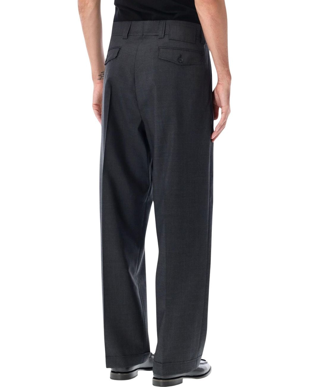 mfpen Black Patch Pleated Wide-Leg Pants for men