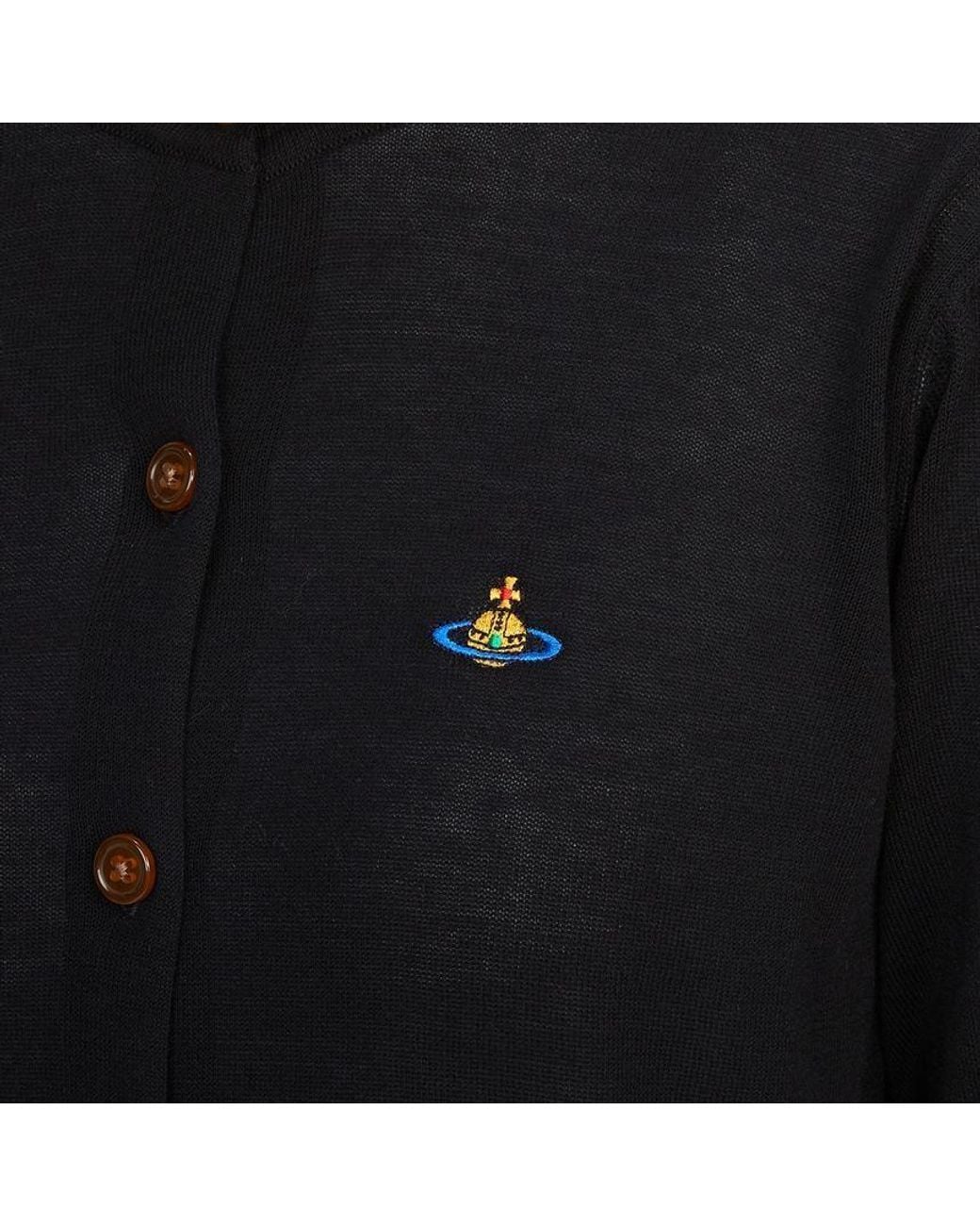 Vivienne Westwood Black Logo Embroidered Buttoned Cardigan