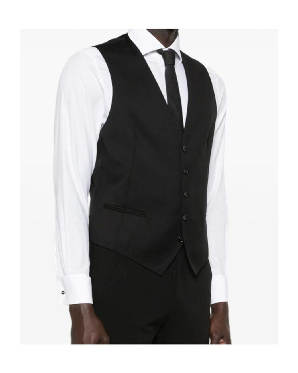 Tagliatore Black Vest With Patch Pockets for men