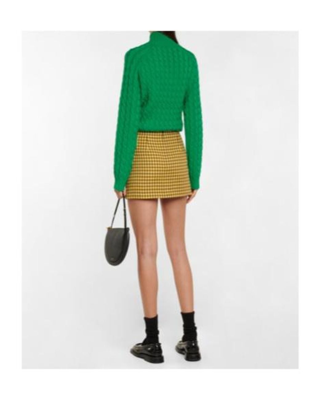 Plan C Metallic Houndstooth Checked Wool Miniskirt