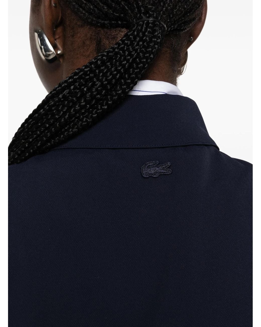 Lacoste Blue Long, Pleated, Flowy Piqué Dress