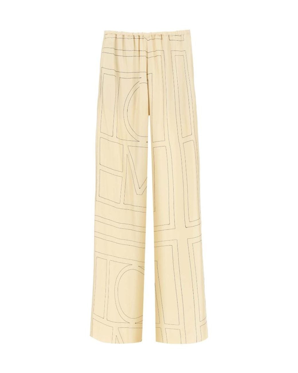 Totême Natural Totême Monogram Detailed Straight-Leg Pants