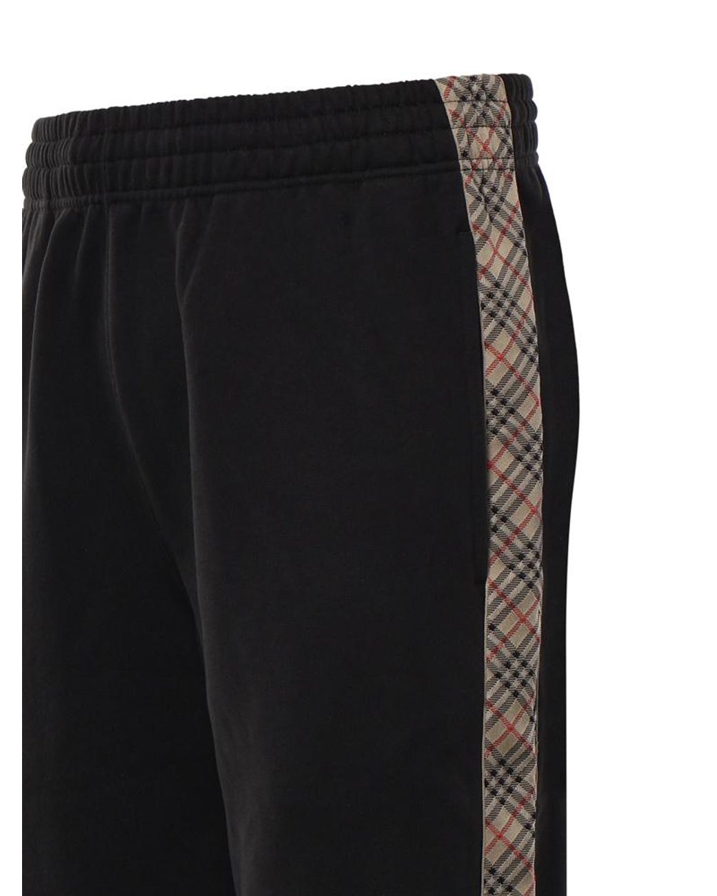 Burberry Black Check Trim Jogging Pants for men