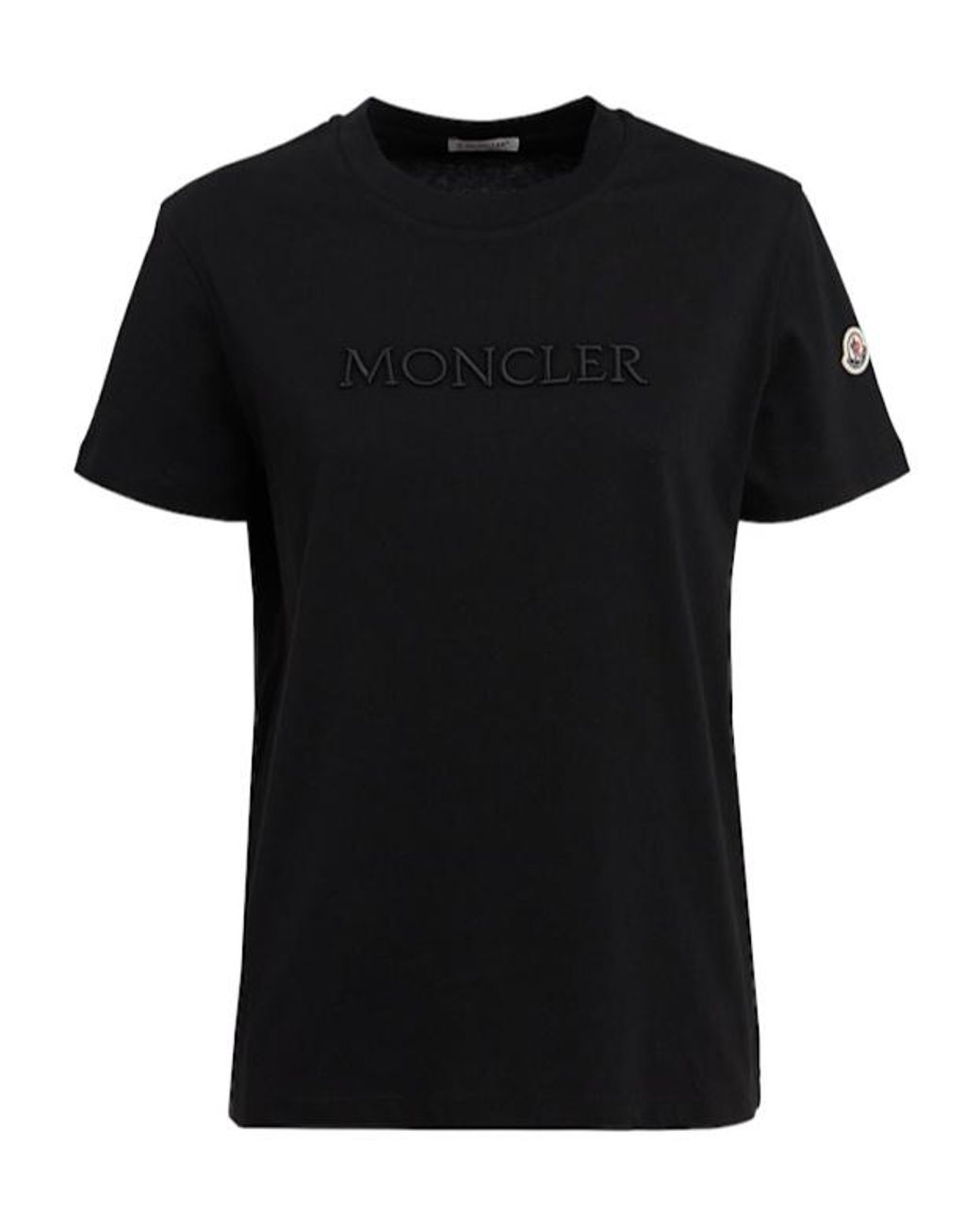 Moncler Black Embroidered Tonal Logo Cotton T-Shirt
