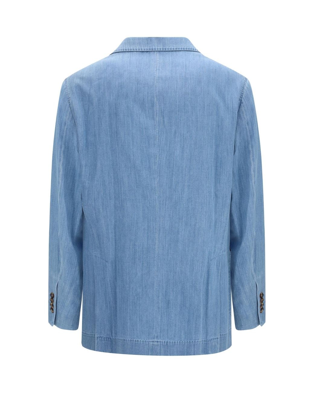 Brunello Cucinelli Blue Denim Double-Breasted Blazer for men