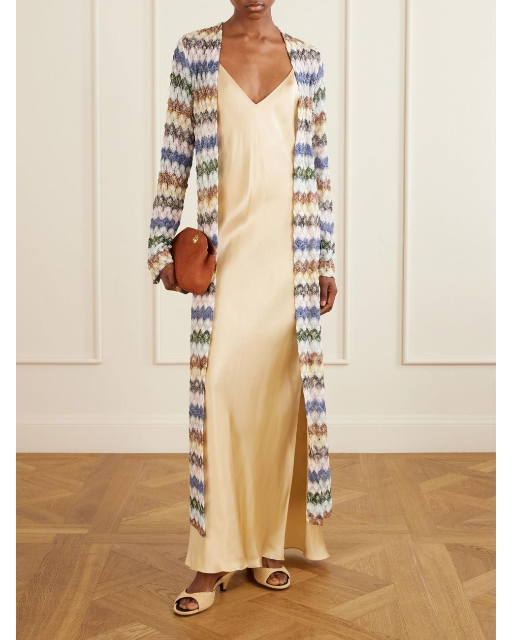 Missoni White Striped Crochet-Knit Cardigan