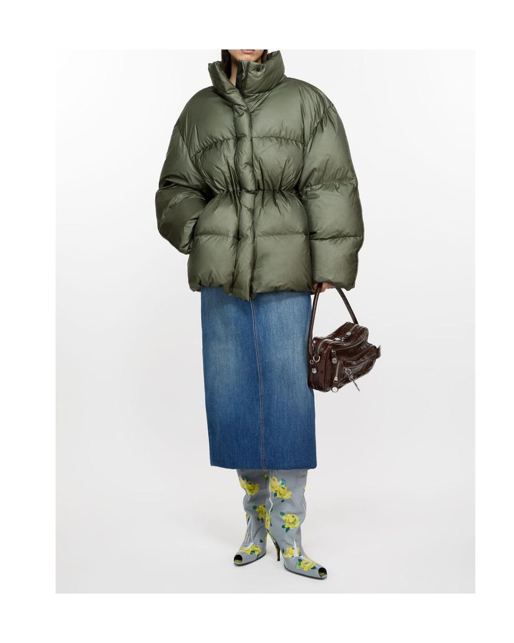 Acne Green Fitted-Waist Puffer Jacket