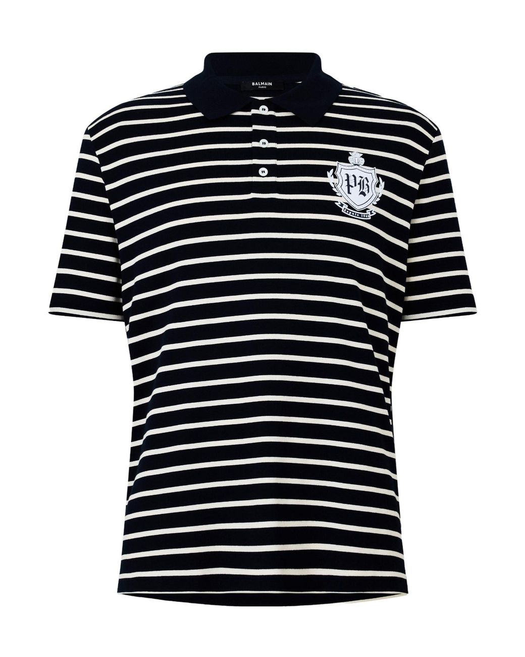 Balmain Black Striped Shortsleeve Polo for men