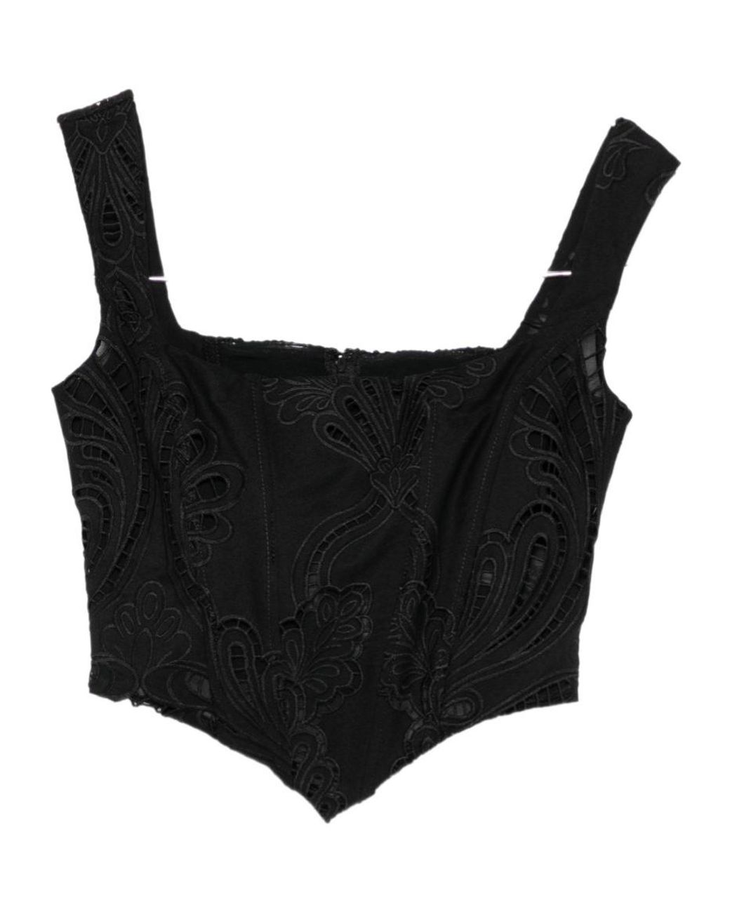 GIUSEPPE DI MORABITO Black Embroidered Corset Top