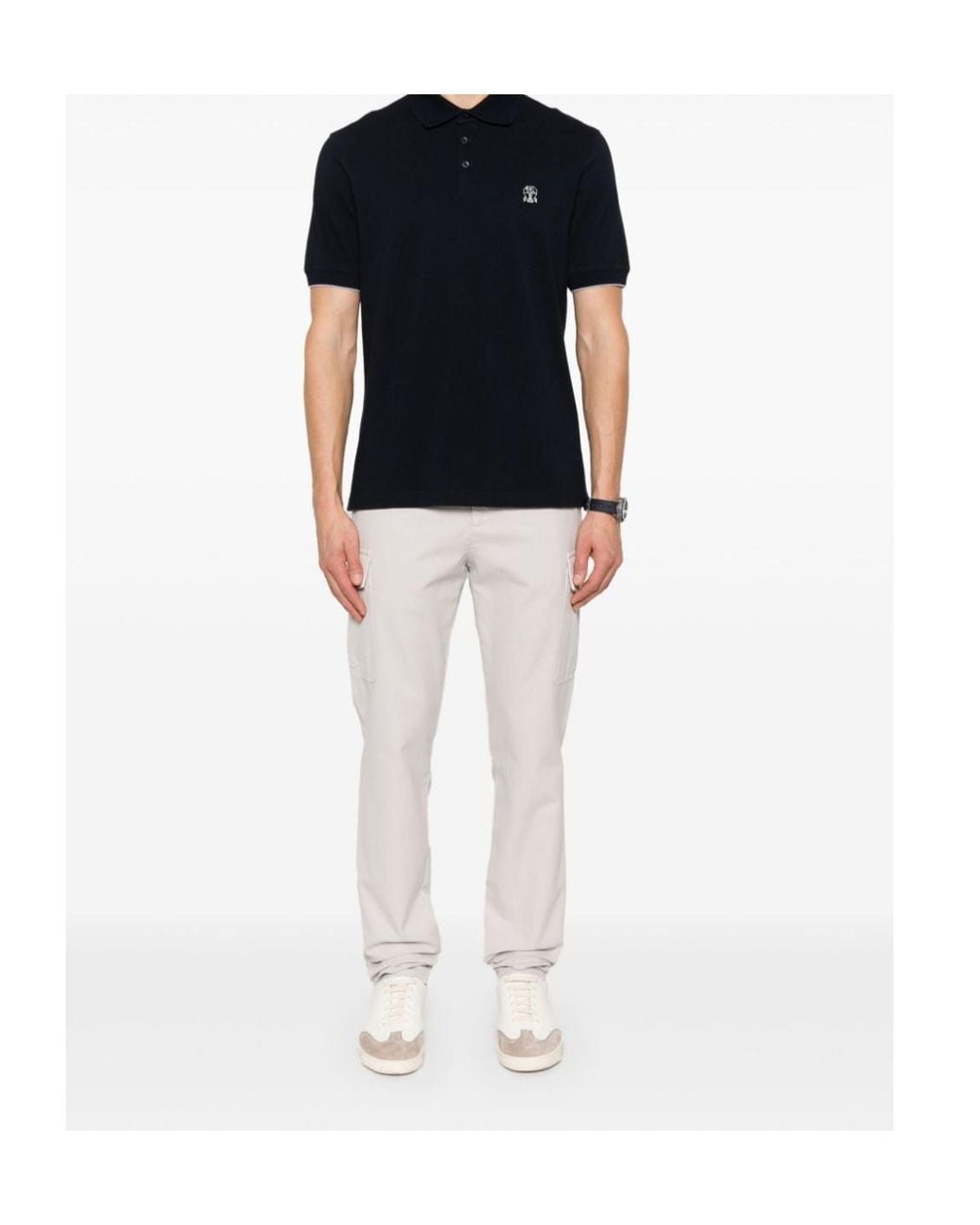 Brunello Cucinelli White Straight-Leg Cargo Pants for men