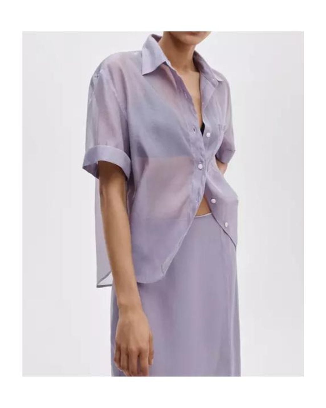 Rag & Bone Purple Sheer Short-Sleeve Shirt