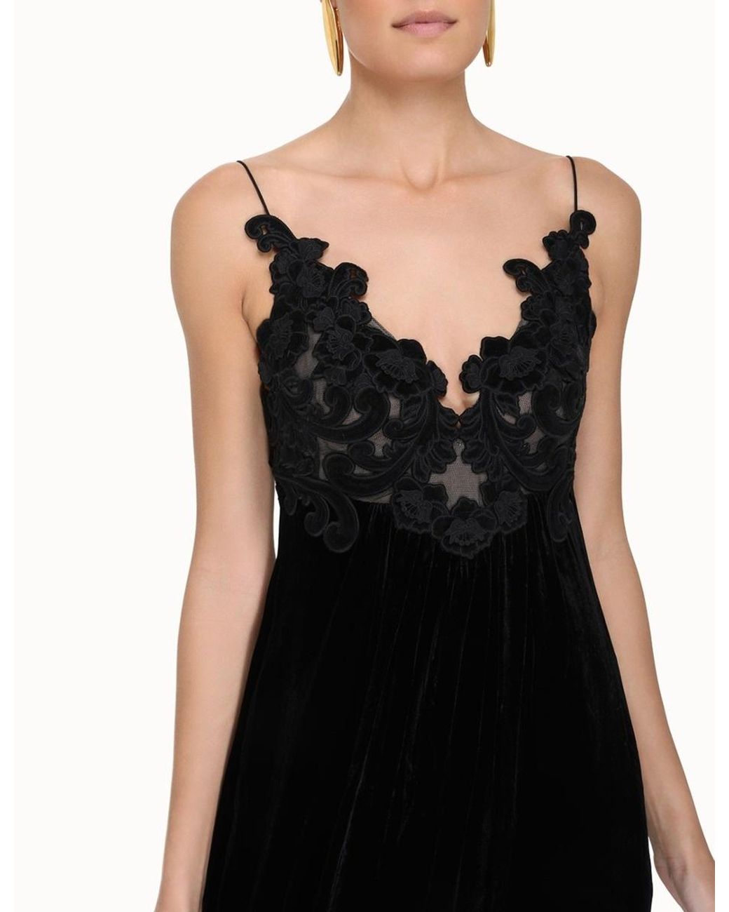 Zimmermann Black Floral-Embellished Velvet A-Line Dress