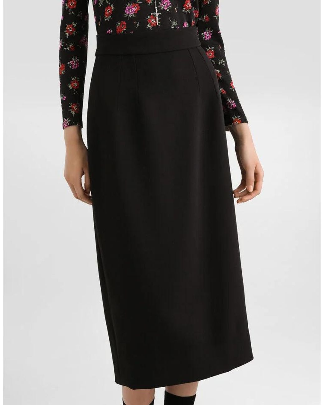 Dolce & Gabbana Black High-Waisted Midi Skirt