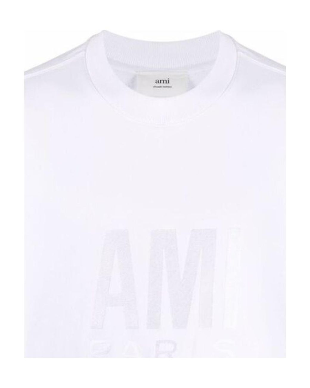 AMI White Tonal Logo-Embroidered Sweatshirt for men