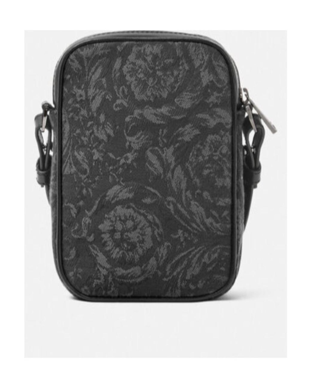 Versace Gray Barocco Athena Zip-Up Crossbody Bag for men