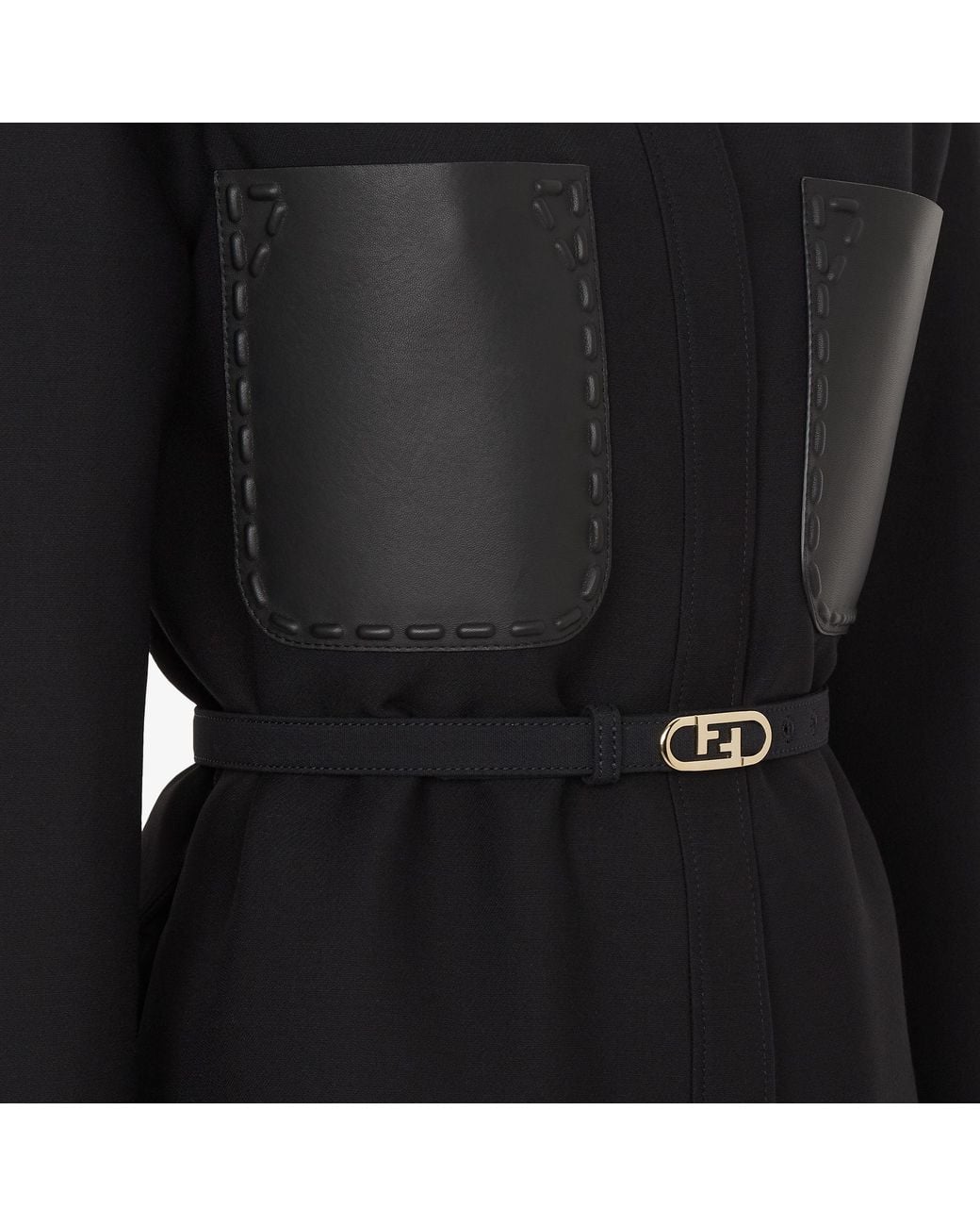 Fendi Black Belted Button-Down Jacket