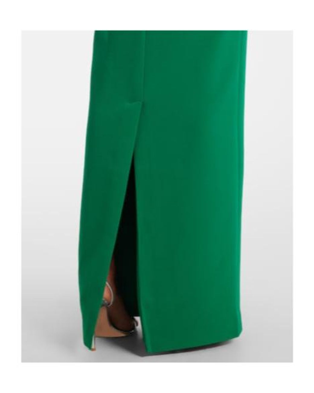 Safiyaa Green One-Shoulder Crepe Gown