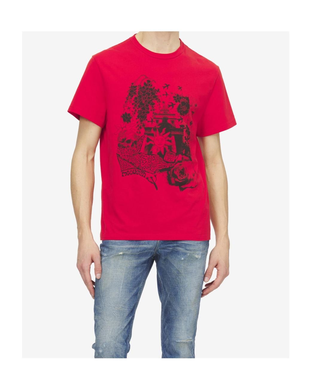 McQueen Red Graphic Printed T-Shirt for men