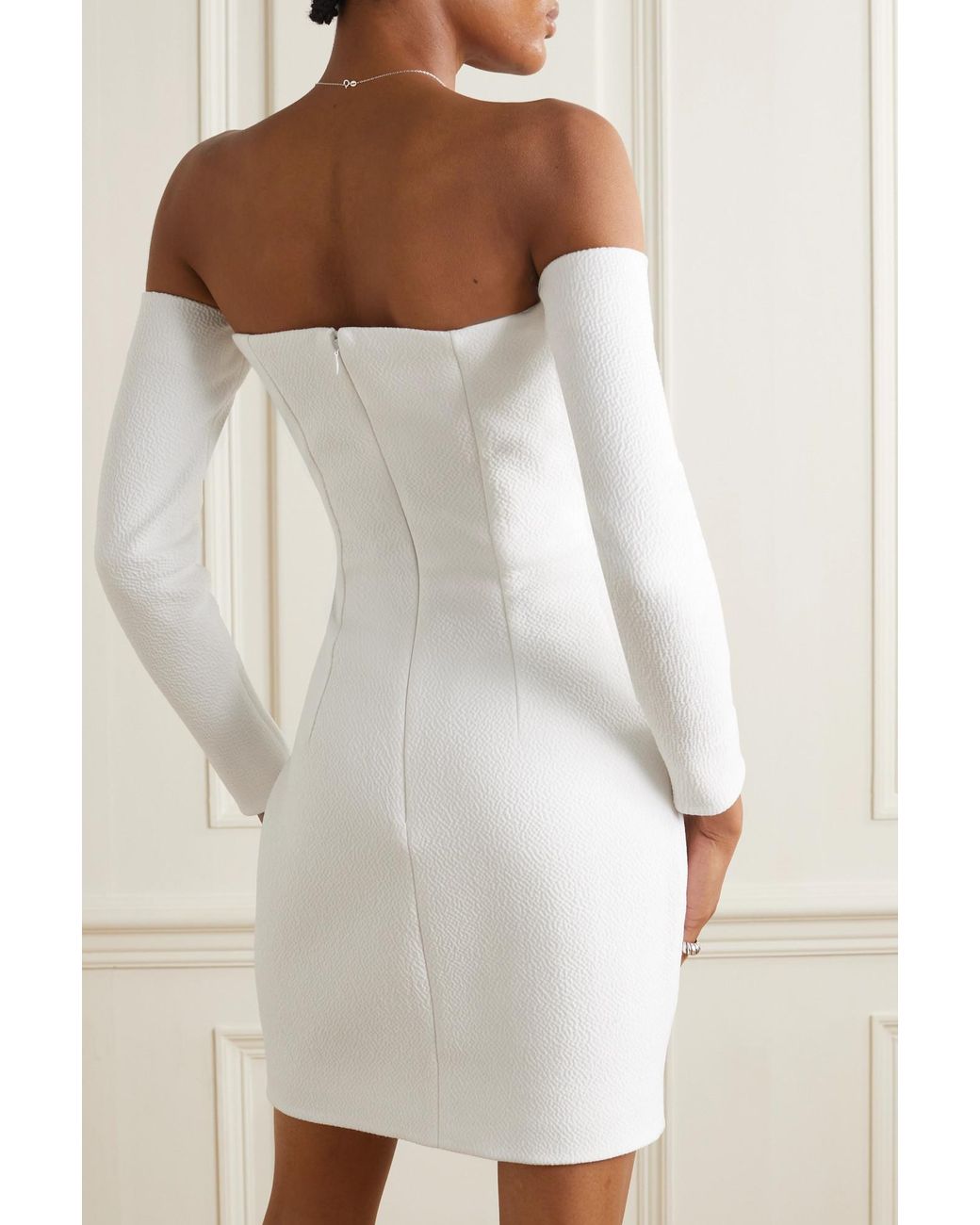 Emilia Wickstead White Elegant Off-The-Shoulder Dress