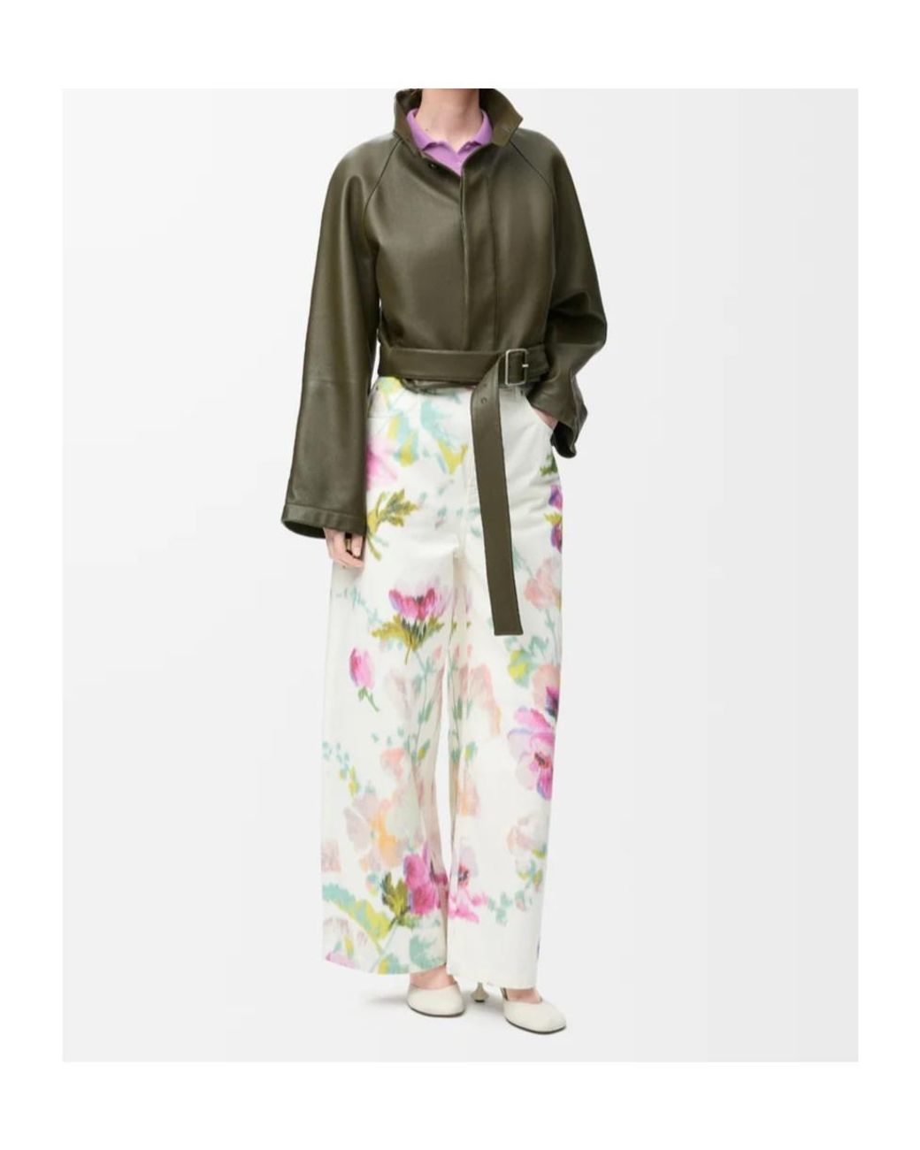 Loewe White Floral Printed Wide-Leg Jeans