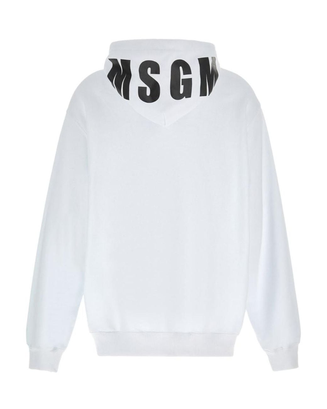 MSGM White Logo Printed Drawstring Hoodie