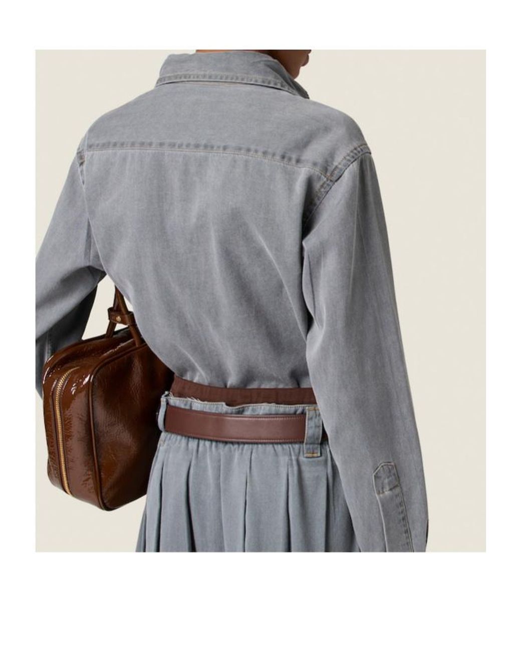 Miu Miu Gray Cropped Chambray Shirt