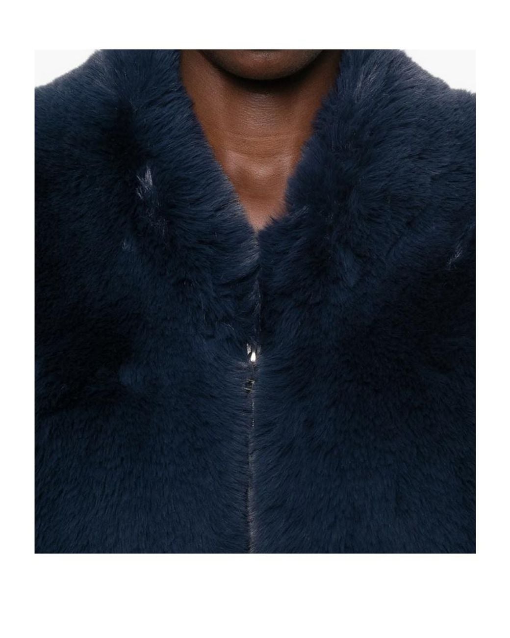 Frankie Shop Blue Fauxfur Short Jacket