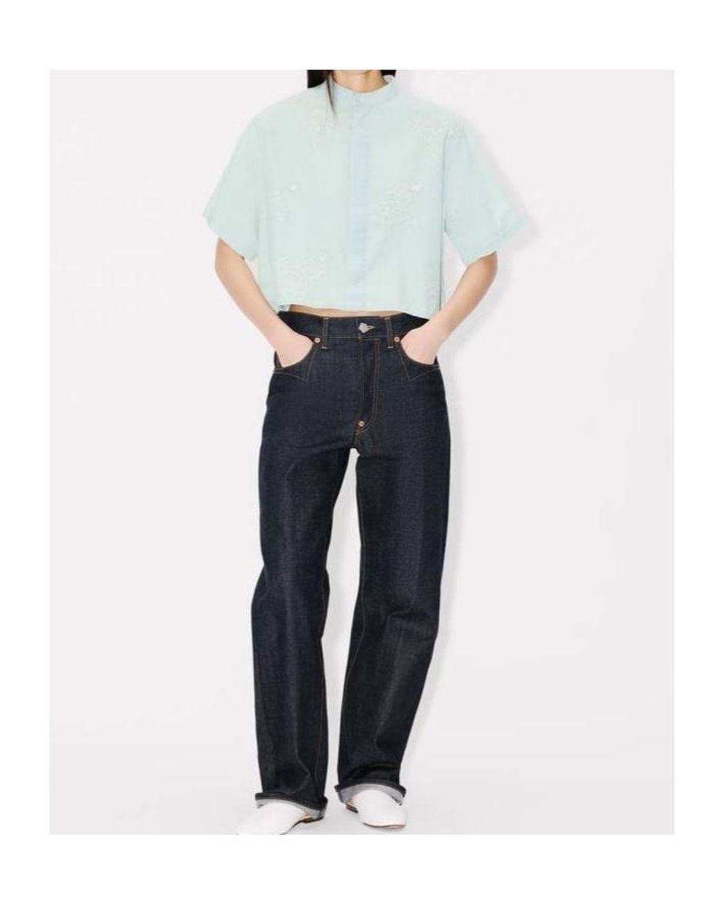 KENZO Blue Cartoon' Embroidered Short Sleeve Shirt