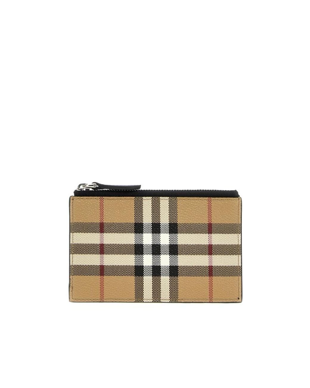 Burberry Multicolor Check Printed Zipped Wallet for men