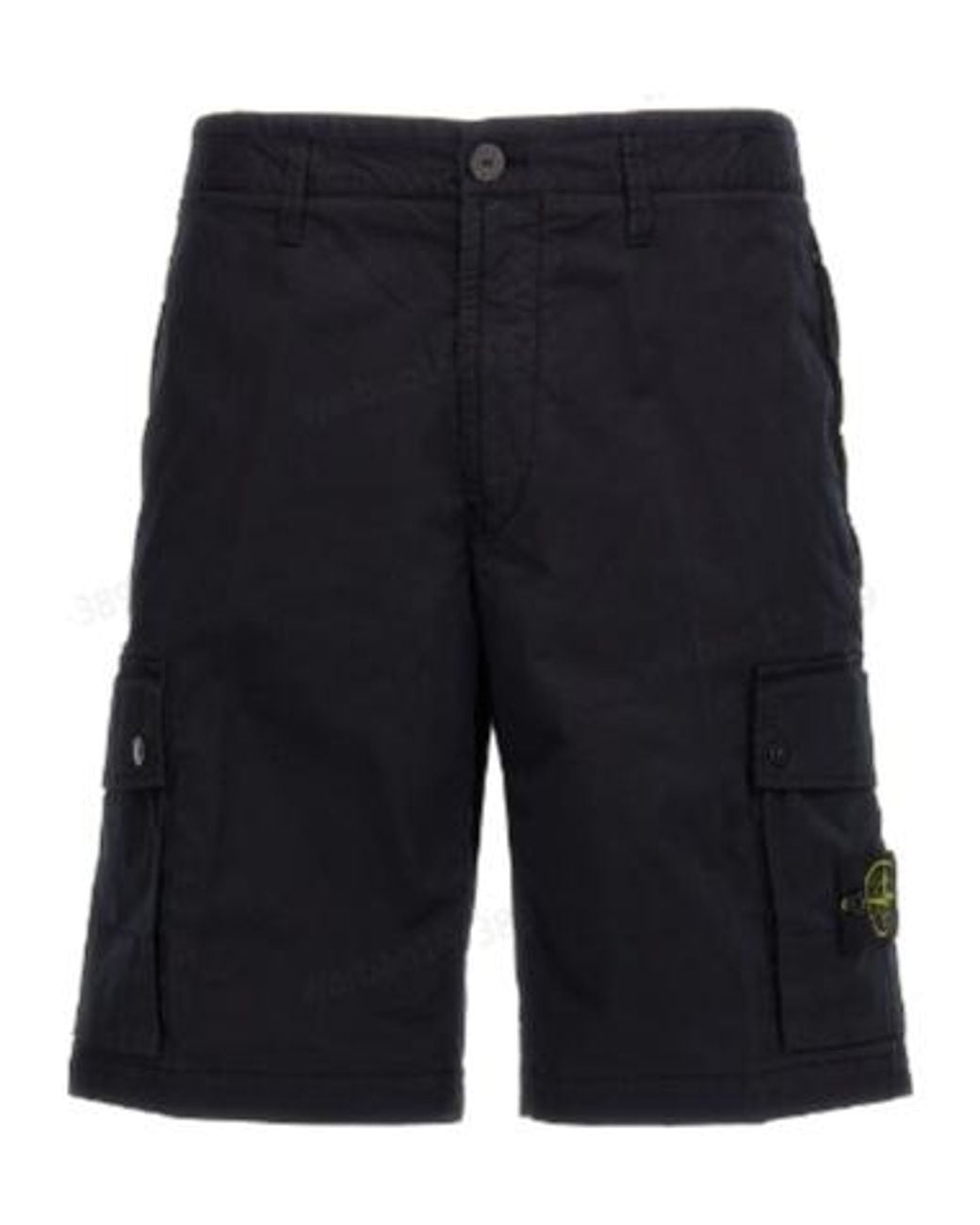 Stone Island Blue Compass-Patch Knee-Length Cargo Shorts for men