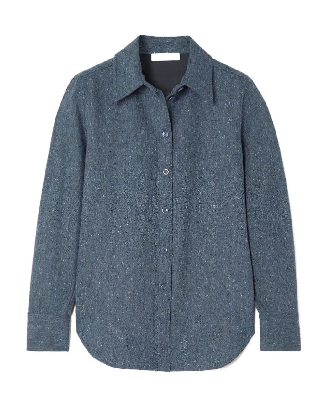 Chloé Blue Long-Sleeved Wool Tweed Shirt