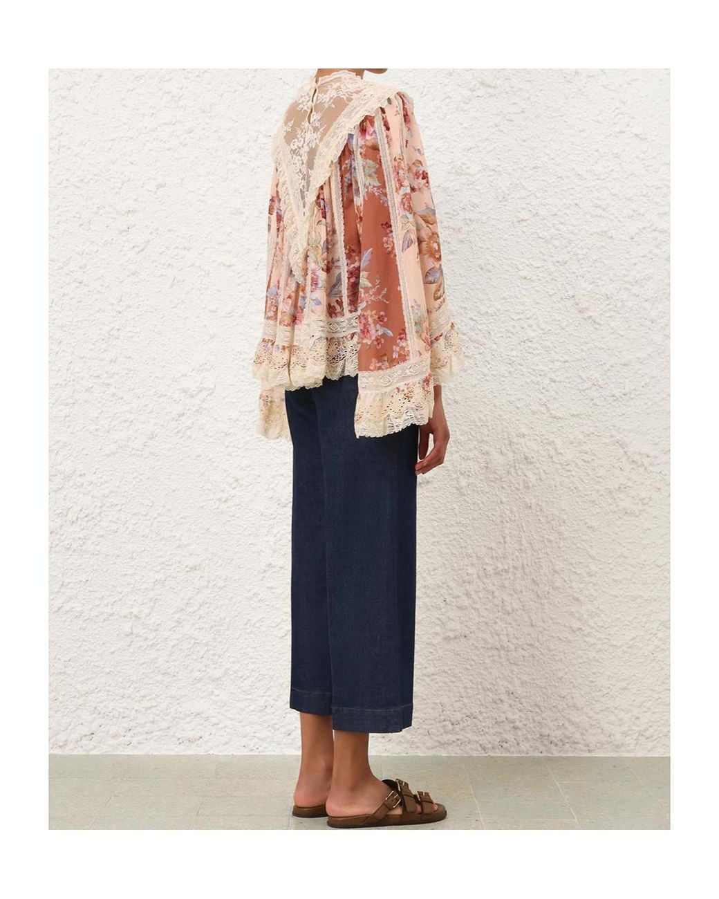 Zimmermann Natural Awaken Lace Trim Blouse