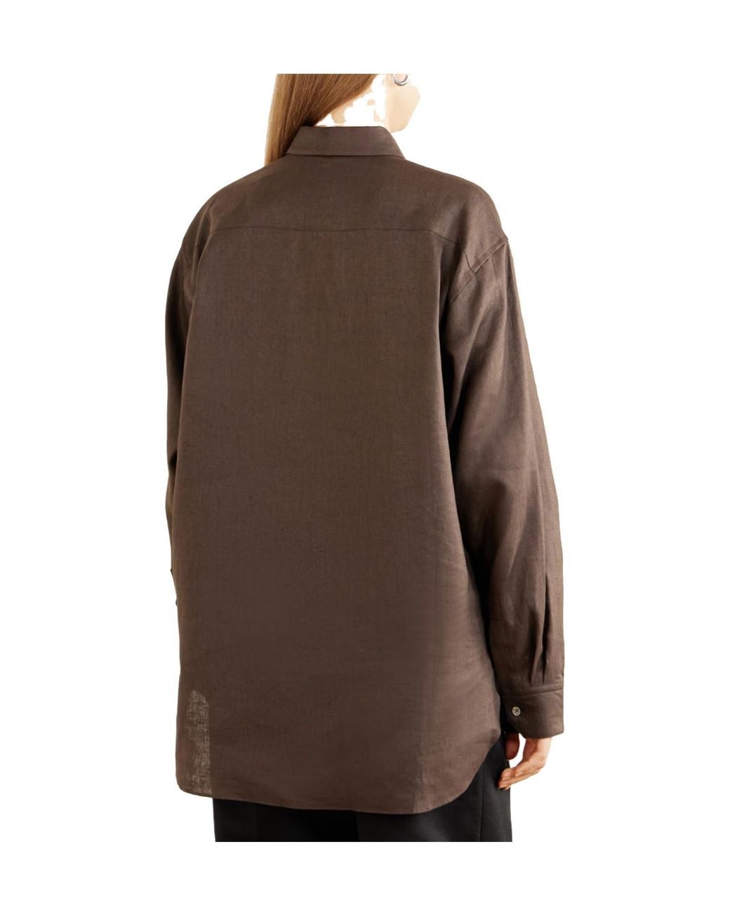 Ssstein Brown Oversized Linen Shirt