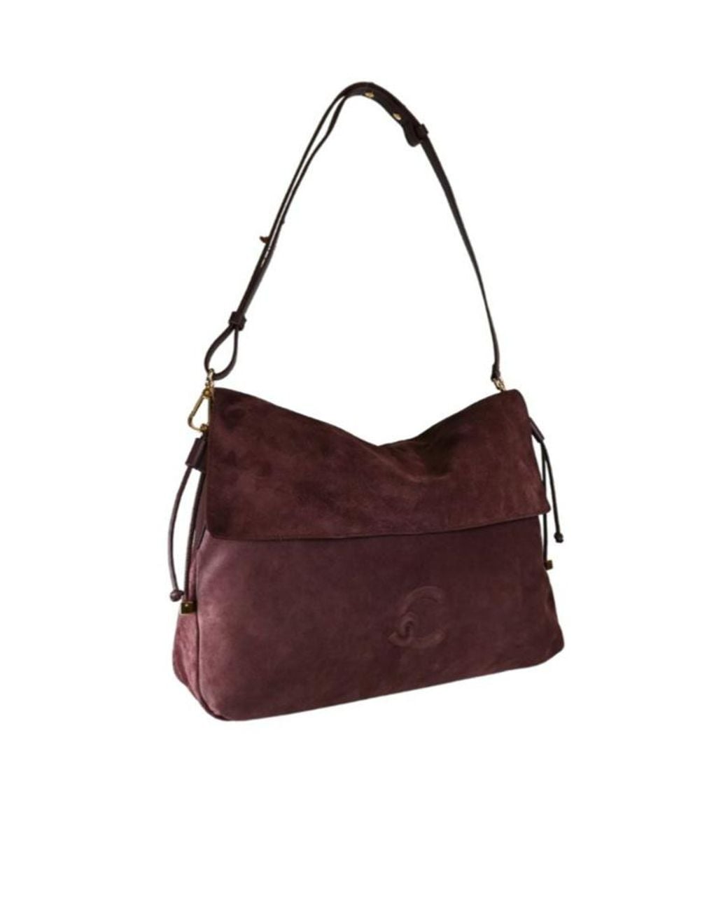 Coccinelle Purple Medium Lidia Logo-Embossed Suede Shoulder Bag