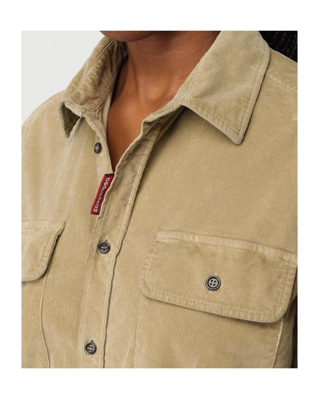 DSquared² Natural Corduroy Chest-Pocket Shirt